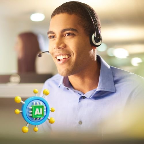OK Computadores - Contact Center em Nuvem com IA - Agente headset