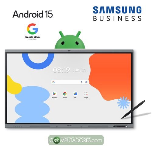 Monitor Profissional Display Interativo Touch Screen LFD Samsung WAFX‑P Painel IPS Ultra HD 4K Câmera 48 MP Android 15 Google EDLA