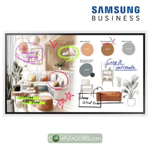 Monitor Profissional Interativo Samsung Flip Pro WM65FX com Tela Touch Ultra HD 4K de 65 polegadas LH65WMFWBGCXXK Multi‑touch